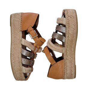 NEW Tory Burch Fisherman Sandals Wedge Espadrille Womens 8 Luxury Designer Chic